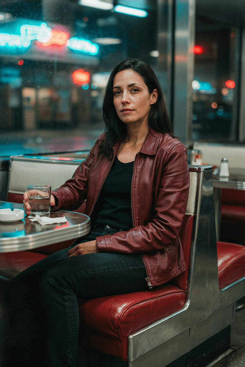 Night diner editorial portrait, Ideogram 4 output