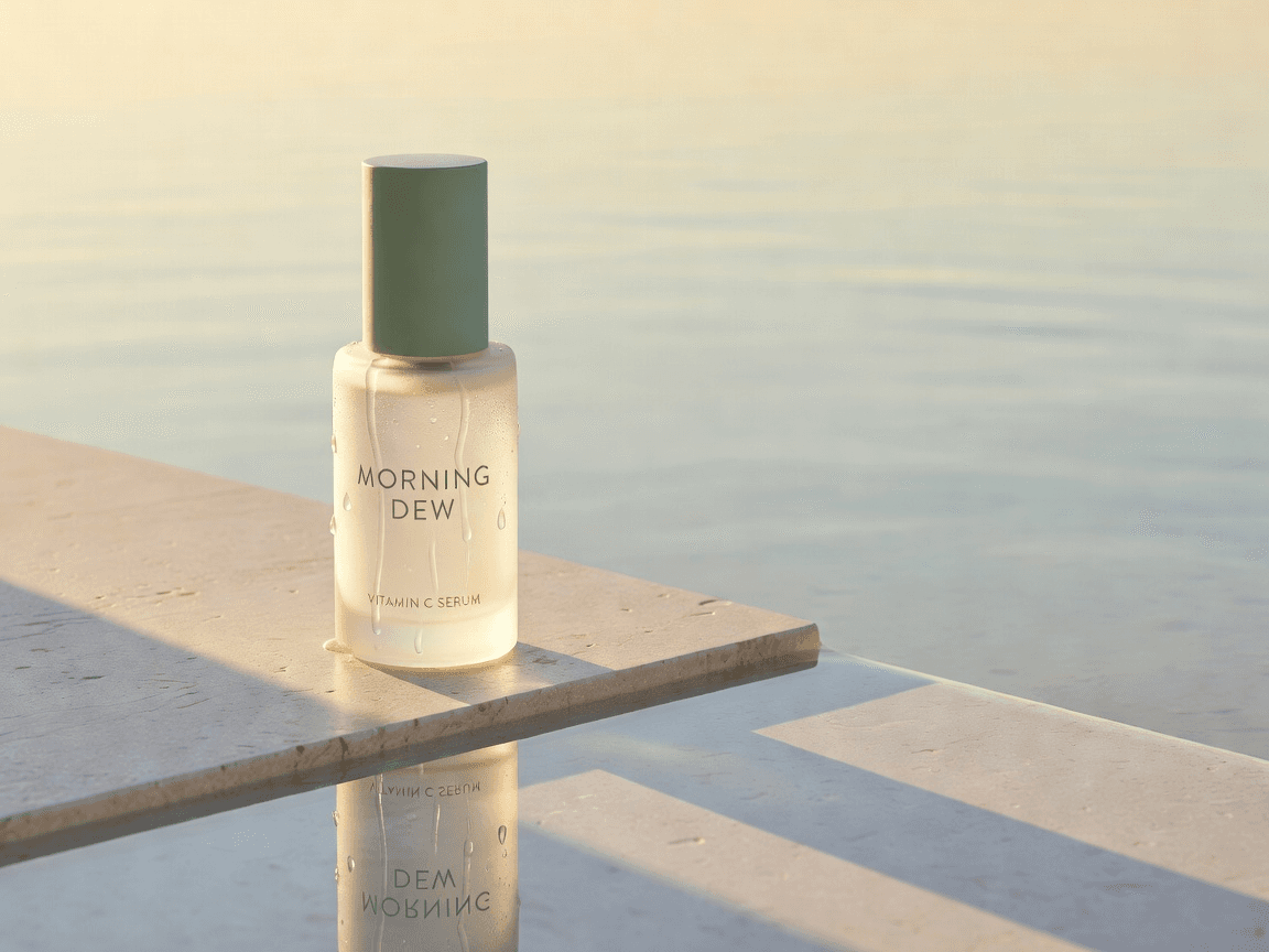Skincare product advertising layout, Grok Imagine output