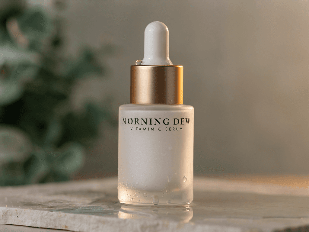 Skincare product advertising layout, Ideogram 4 output
