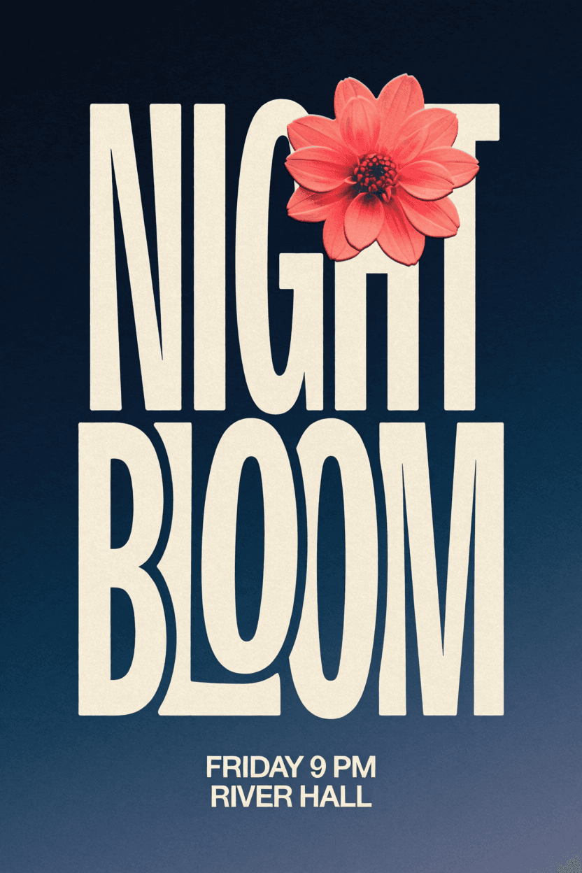 Jazz festival typography poster, Krea 2 Medium output