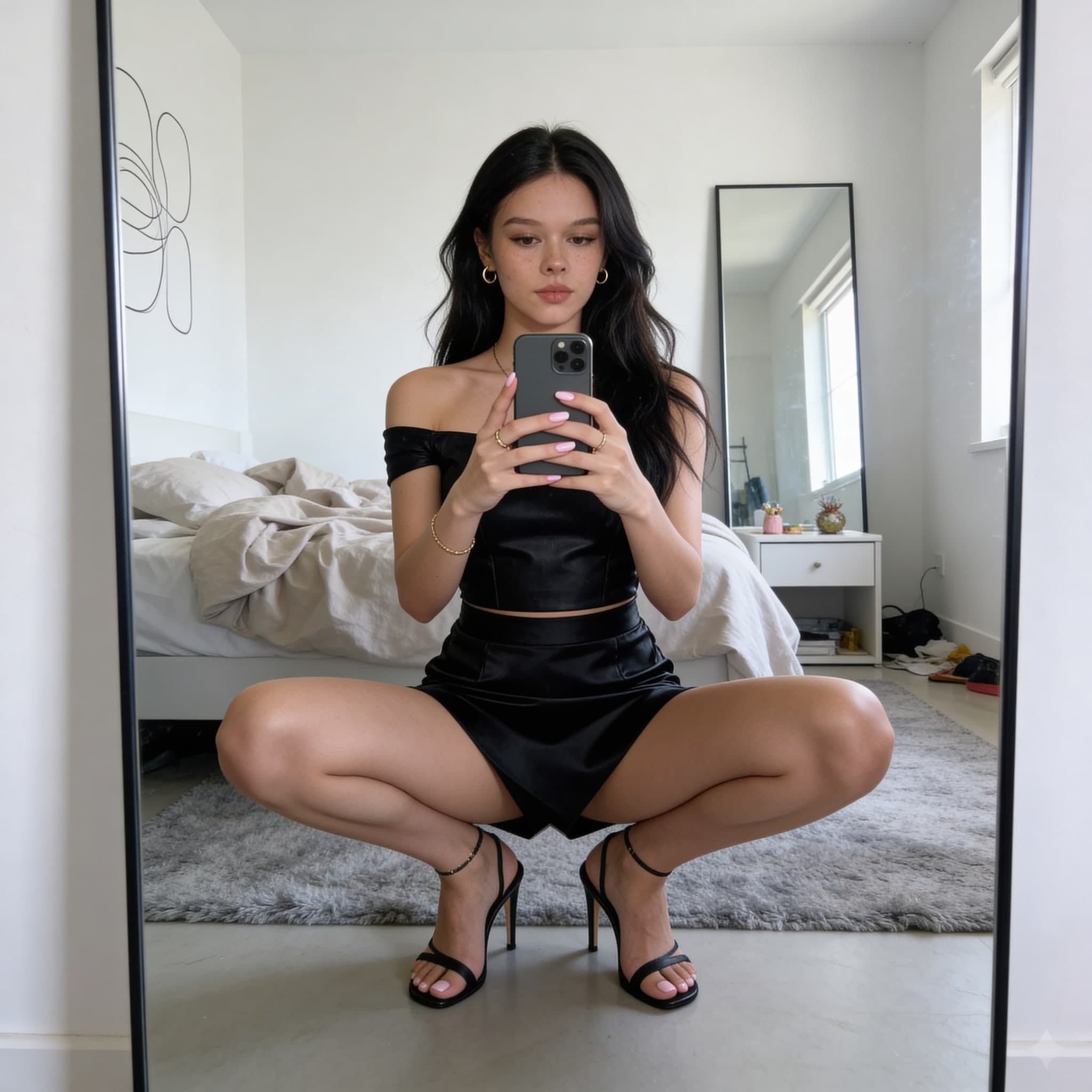 AI-generated mirror selfie used to illustrate companion image consistency