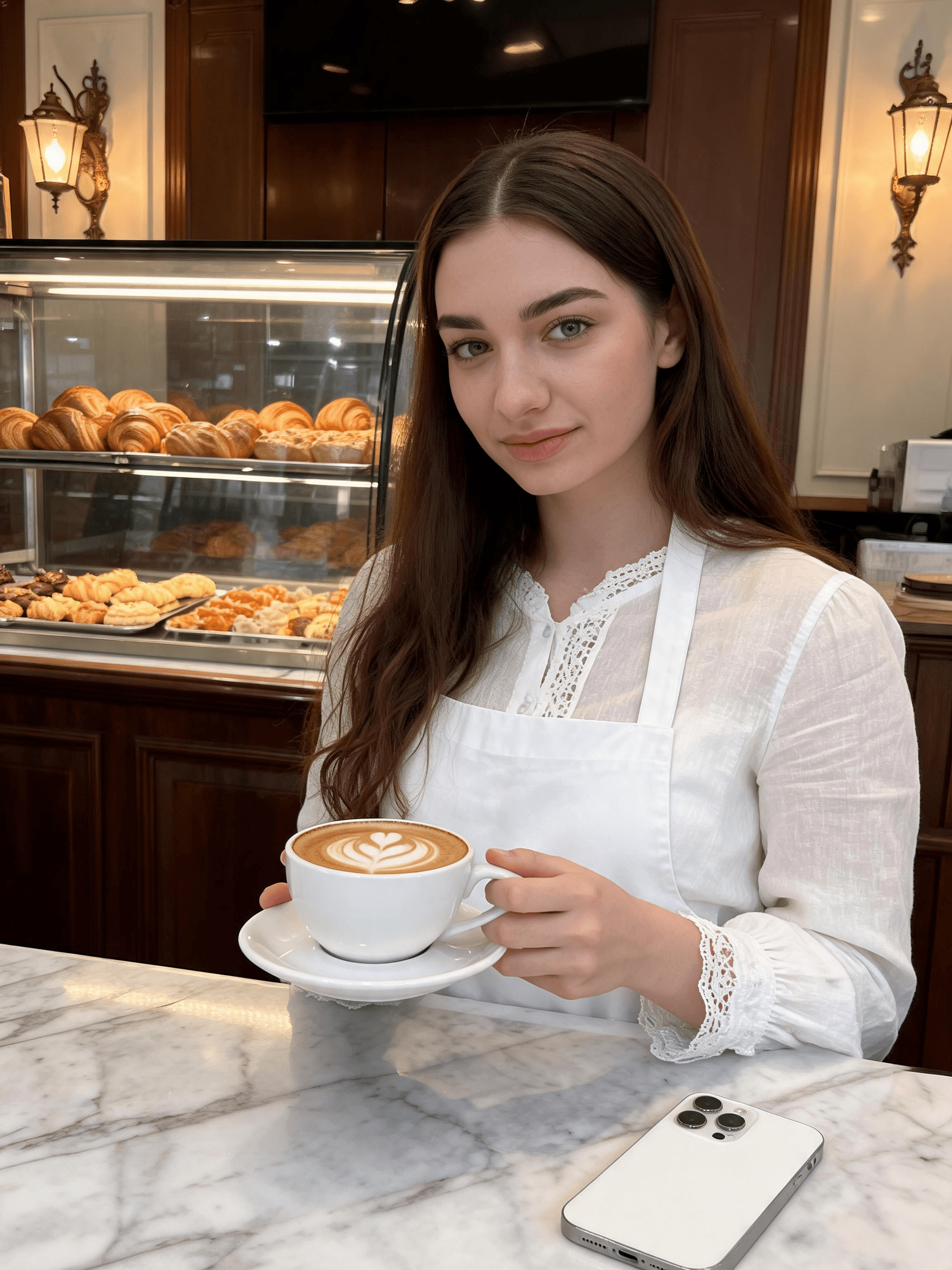 Cafe apron portrait, Seedream V5 Lite output
