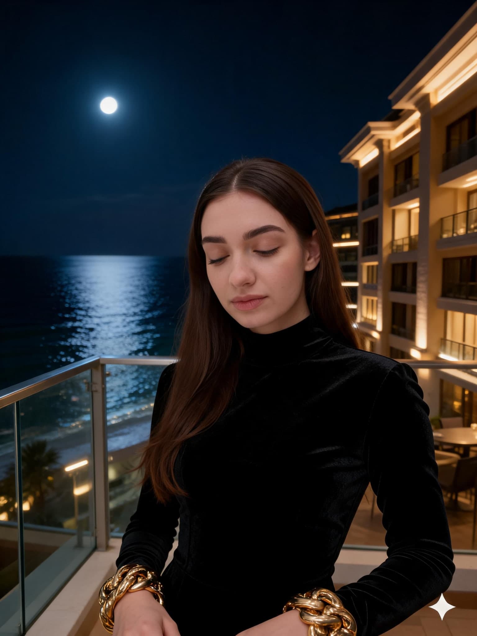 Luxury hotel terrace at night, Seedream V5 Lite output