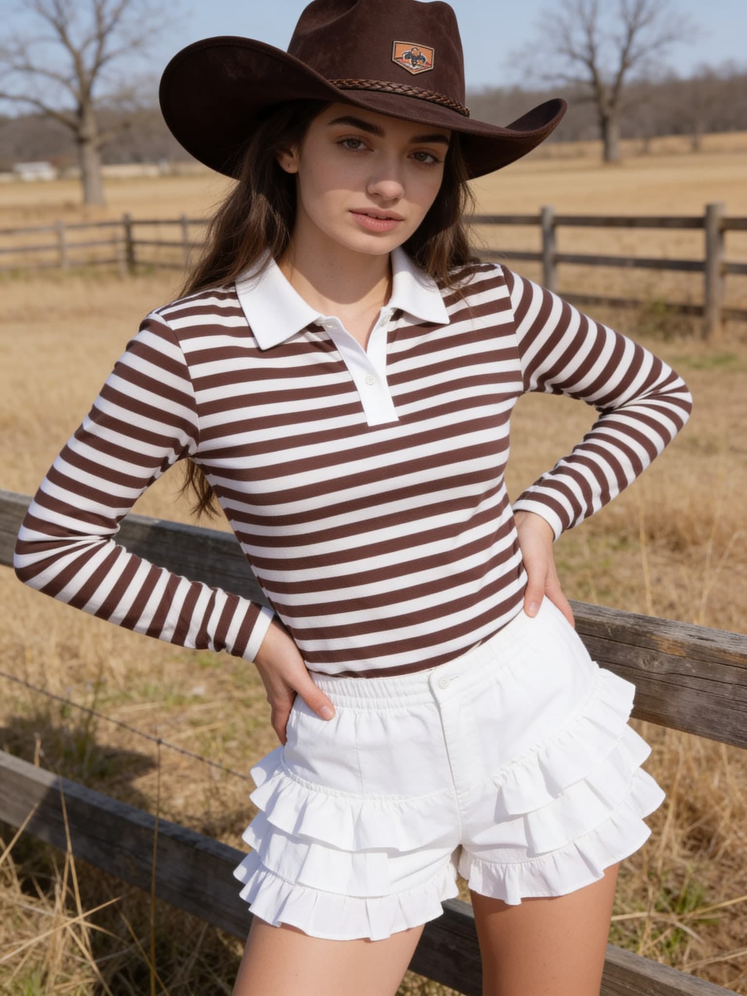 Cowboy hat portrait in a rural field, Seedream 4.5 output