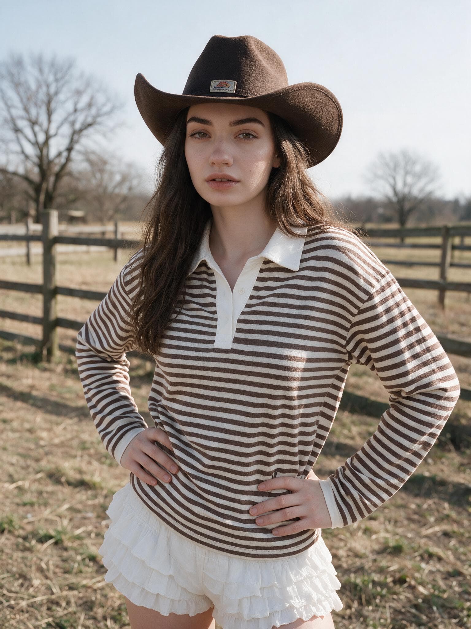 Cowboy hat portrait in a rural field, Seedream V5 Pro output