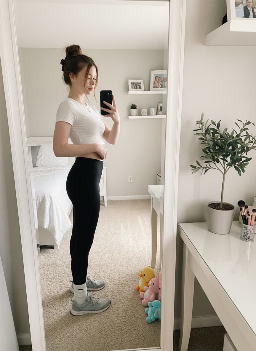 Cozy Bedroom Mirror Selfie, Nano Banana output