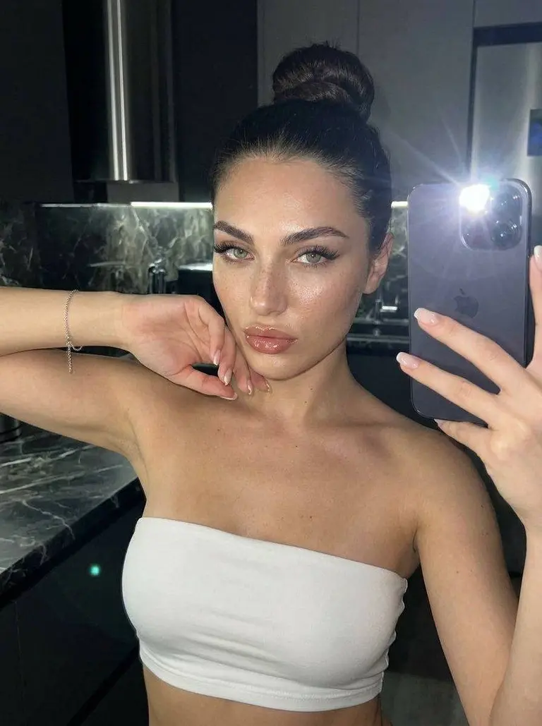 Black Corset and Jeans Bathroom Mirror Selfie, Fixed input — Lily output