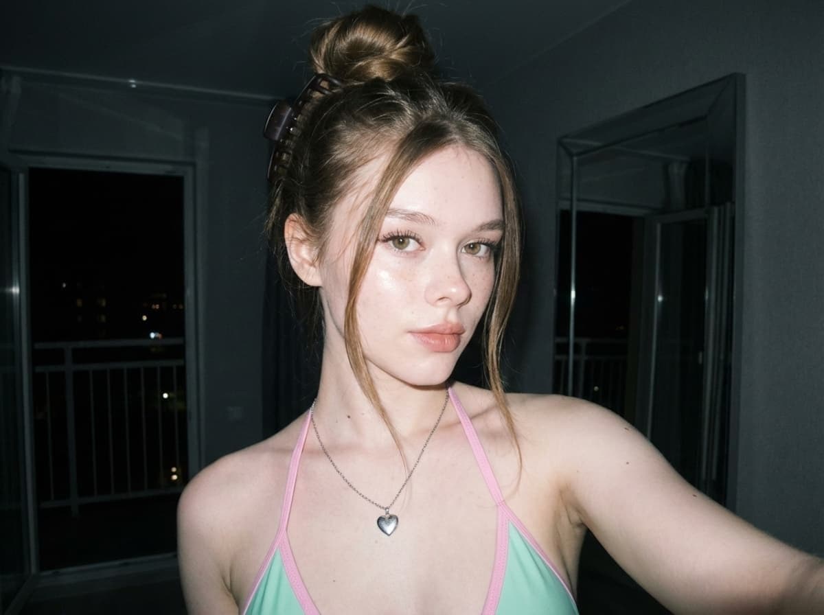 Cozy Bedroom Mirror Selfie, Fixed input — Mila output